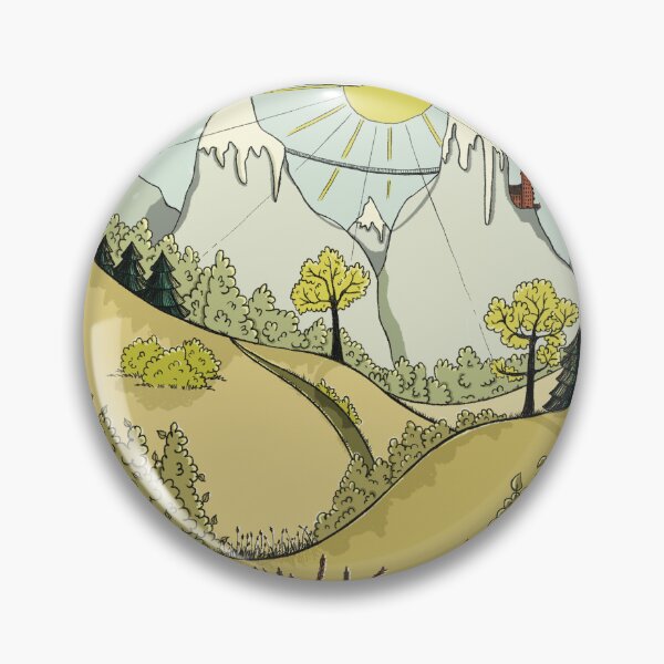 Artikelvorschau, Nature Landscape Mountains Sun Illustration entworfen und verkauft von AlinaSchaferArt.