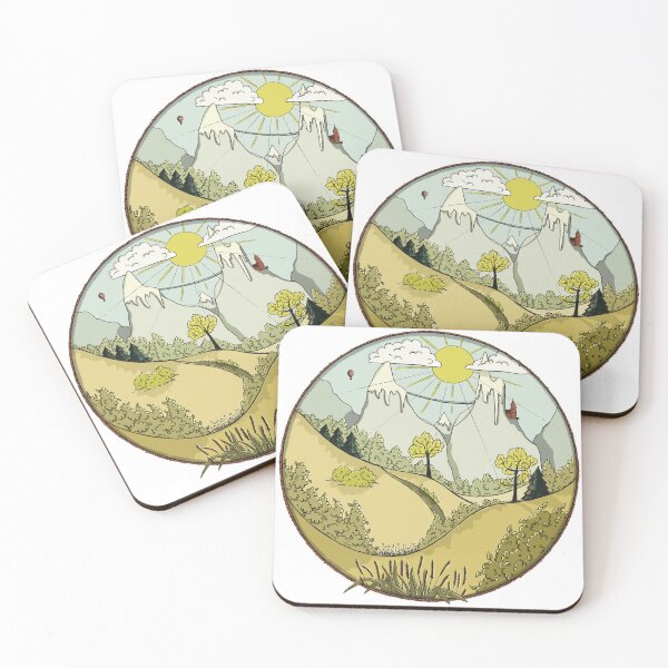 Artikelvorschau, Nature Landscape Mountains Sun Illustration entworfen und verkauft von AlinaSchaferArt.