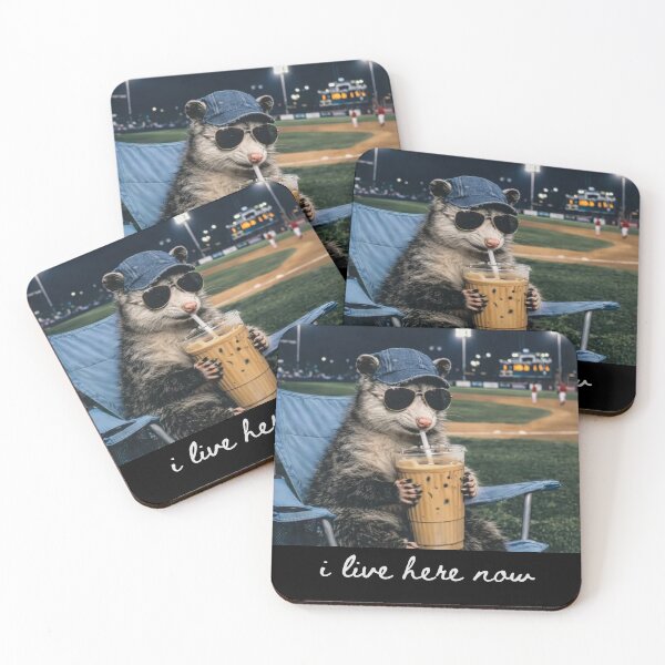 Item preview, Opossum I live Here Now, Opossum Drinking Iced Coffee designed and sold by will freed18.