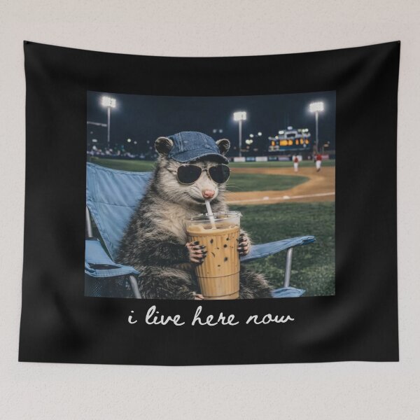 Item preview, Opossum I live Here Now, Opossum Drinking Iced Coffee designed and sold by will freed18.
