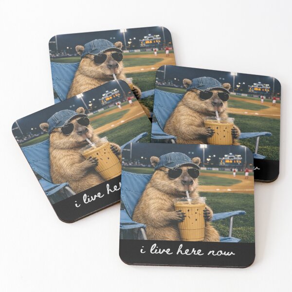 Item preview, Capybara I live Here Now, Capybara Drinking Iced Coffee designed and sold by will freed18.