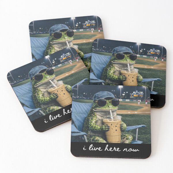 Item preview, Frog I live Here Now , Frog Drinking Iced Coffee designed and sold by will freed18.