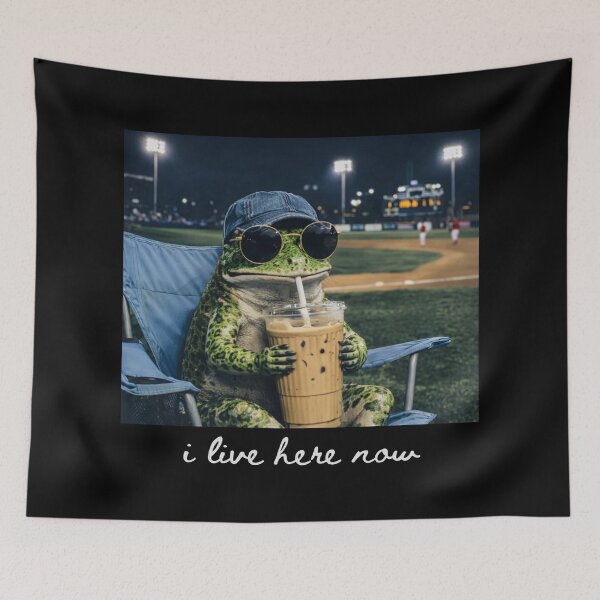 Item preview, Frog I live Here Now , Frog Drinking Iced Coffee designed and sold by will freed18.