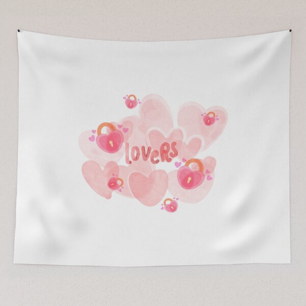 Item preview, Romantic Watercolor Art – Pink Heart Lock with Flowers  designed and sold by NixsasaCute.