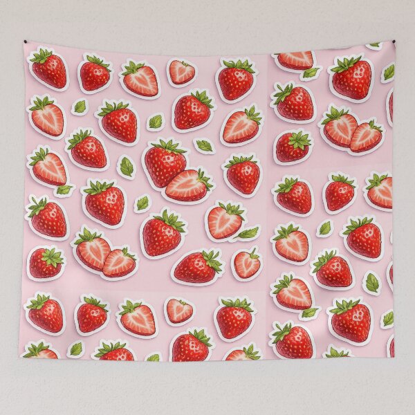 Item preview, Cute Strawberry Pattern Sticker – Aesthetic Red Berry Full & Half Fruit Sticker Design designed and sold by Trigart-art.