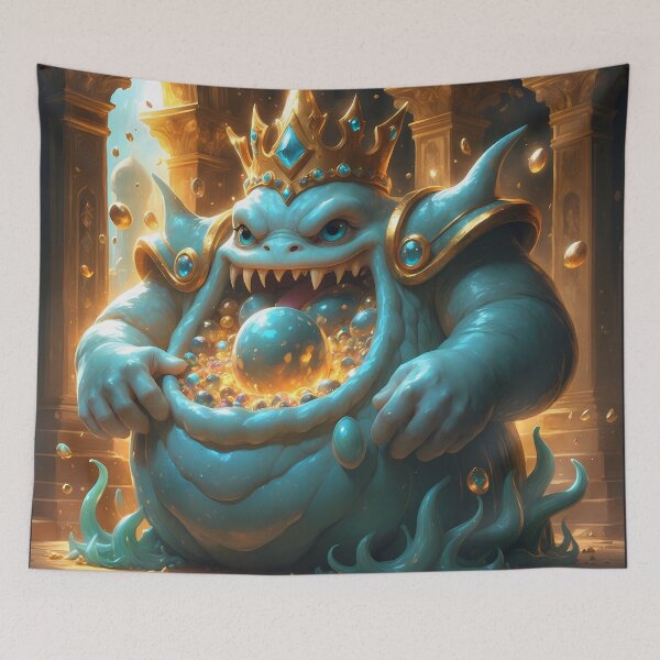 Item preview, Slime King - Greedy Blue Monster Treasure Art designed and sold by Lucid Dream Pixel.