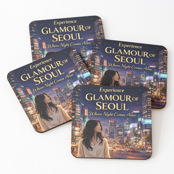 Item preview, Experience the Glamour of Seoul – Korea Night City Travel Poster | Seoul Neon Lights Street Aesthetic Illustration designed and sold by Inkora-Art.