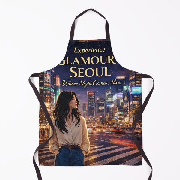 Item preview, Experience the Glamour of Seoul – Korea Night City Travel Poster | Seoul Neon Lights Street Aesthetic Illustration designed and sold by Inkora-Art.