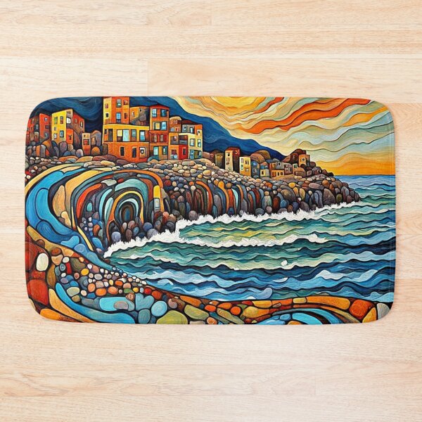 Item preview, Coastal Village at sunset designed and sold by George Hutton Hunter.