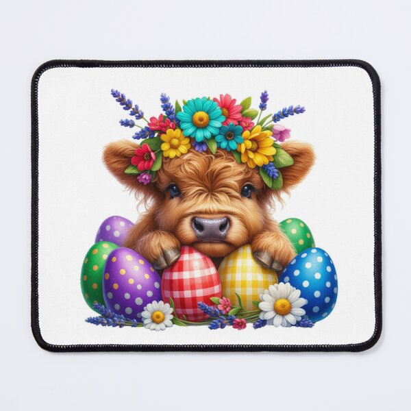 Item preview, Cute Little Highland Cow With Easter Egg Happy Easter designed and sold by Thread&Fable.