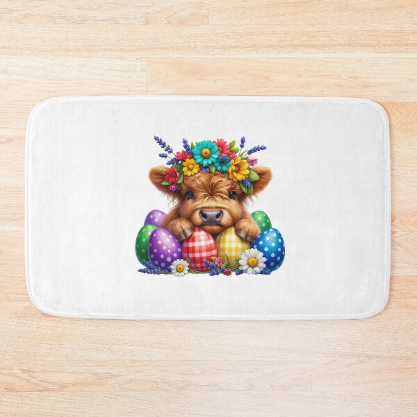 Item preview, Cute Little Highland Cow With Easter Egg Happy Easter designed and sold by Thread&Fable.