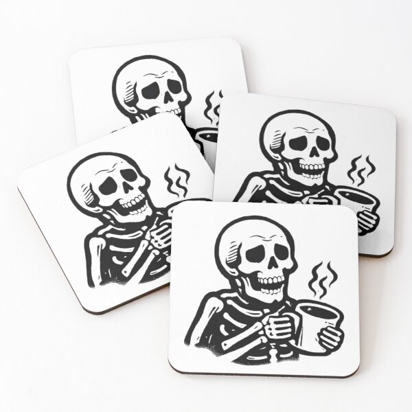 Item preview, Skeleton drinking hot coffee  designed and sold by Mbk Studios.