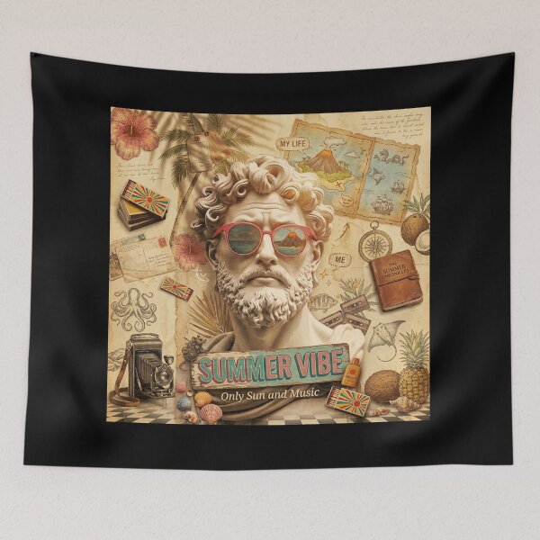 Item preview, Retro Summer Vibe Classical Statue in Sunglasses Vintage Collage designed and sold by ern vintage store.