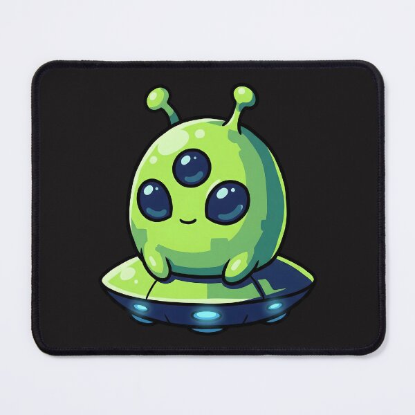Item preview, Cute Three‑Eyed Alien on UFO designed and sold by AwesomeBeyondLimits.