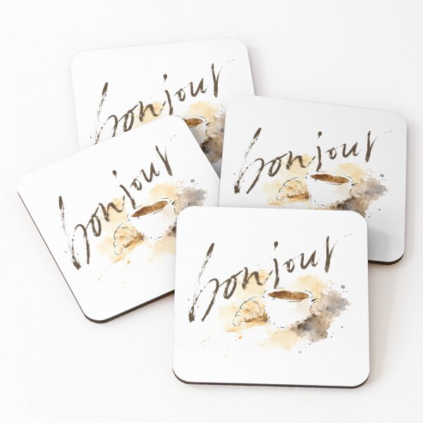 Item preview, Bonjour Coffee Croissant French Aesthetic Design designed and sold by LoppiPrintShop.