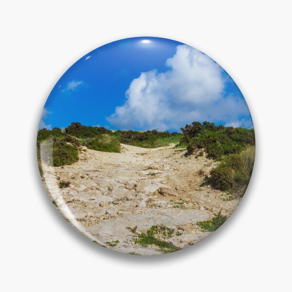 Item preview, Rocky Coastal Path Leading Up Through Scrubland Under A Bright Blue Sky With Puffy Clouds designed and sold by Nmallia.
