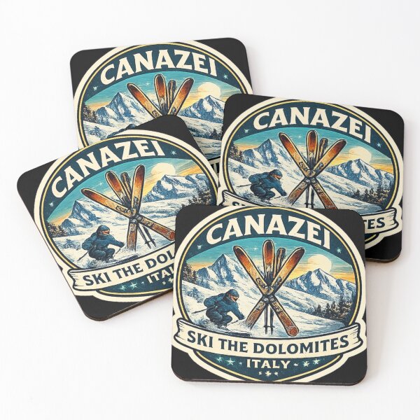 Item preview, Canazei Ski Resort Dolomites Sticker – Vintage Alpine Winter Mountain Italy designed and sold by OneMoments.