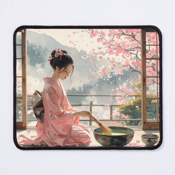 Item preview, Japanese Tea Ceremony Sakura — Zen Japanese Illustration designed and sold by Schoenenwald - Illustrations Uniques et Originales.