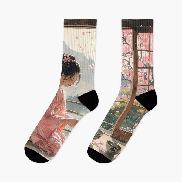 Item preview, Japanese Tea Ceremony Sakura — Zen Japanese Illustration designed and sold by Schoenenwald - Illustrations Uniques et Originales.