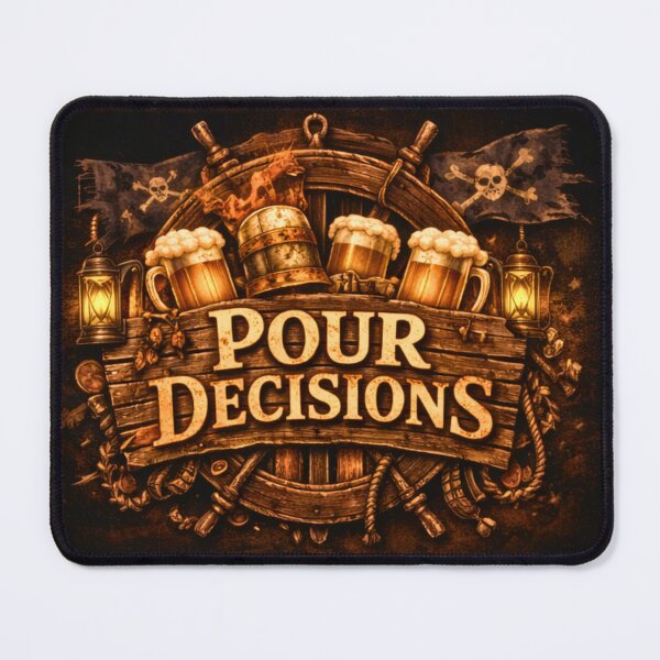 Item preview, Pour Decisions Pirate Ship Logo — Nautical Bar Official Art designed and sold by A Sinister Sly.