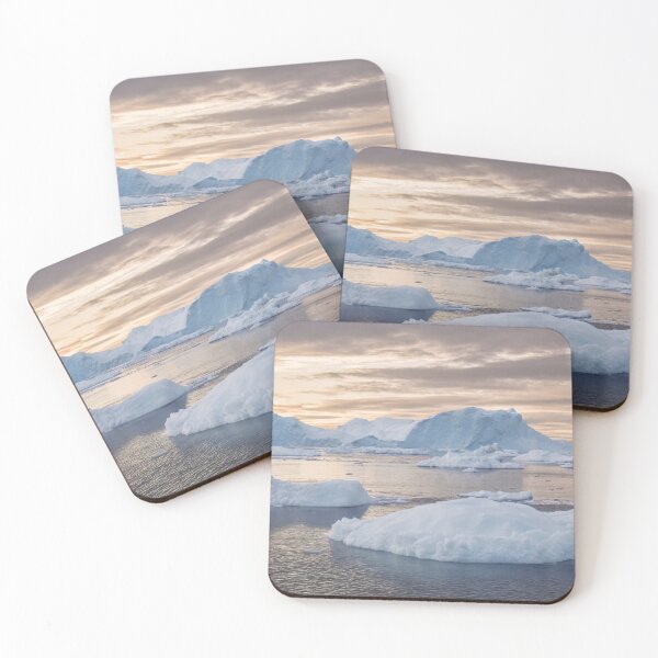 Item preview, Greenland Icebergs at Golden Sunset designed and sold by PhotoArt by Joan Carroll.