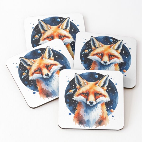 Item preview, Watercolor fox fantastic portrait with space designed and sold by AnnaHolyph.