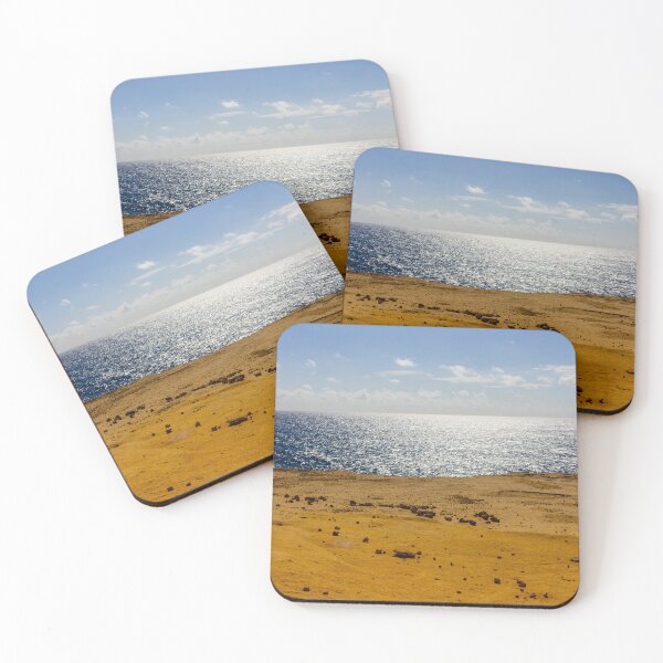 Item preview, Sunlit Coastal Desert Landscape With Golden Sand and Sparkling Blue Ocean on a Clear Day designed and sold by Nmallia.