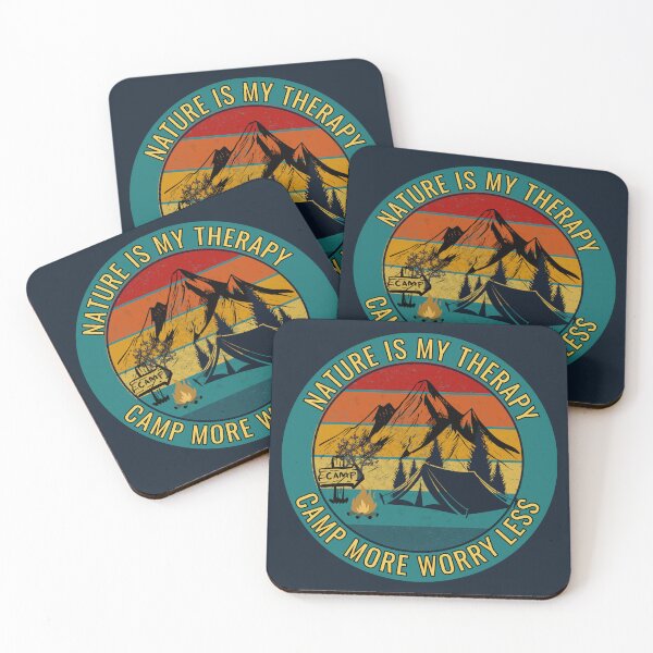 Item preview, Nature Is My Therapy Camp More Worry Less Camping Vintage Sunset Outdoor T-Shirt designed and sold by Negisandeep studio.
