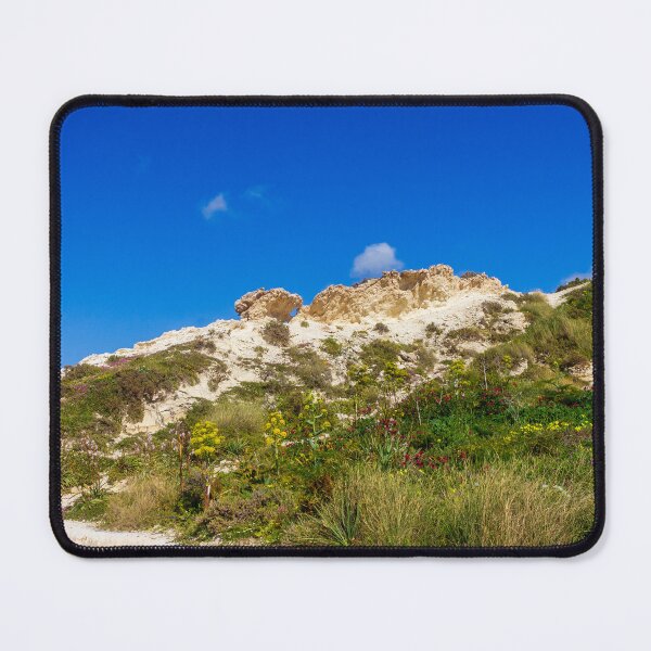 Item preview, Rocky Coastal Path Leading Up Through Scrubland Under A Bright Blue Sky With Puffy Clouds designed and sold by Nmallia.