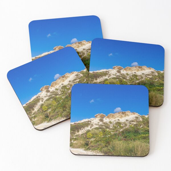 Item preview, Rocky Coastal Path Leading Up Through Scrubland Under A Bright Blue Sky With Puffy Clouds designed and sold by Nmallia.