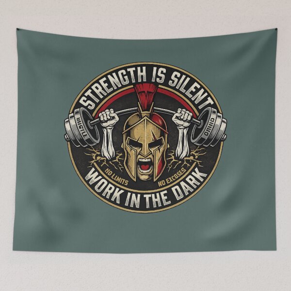 Item preview, Spartan Silent Strength Work In The Dark Gym T-Shirt designed and sold by printspurely.