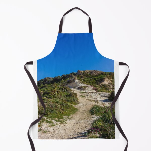 Item preview, Rocky Coastal Path Leading Up Through Scrubland Under A Bright Blue Sky With Puffy Clouds designed and sold by Nmallia.
