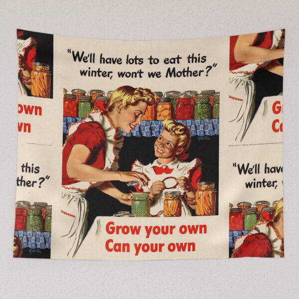 Item preview, Vintage WWII Propaganda Poster | Mother & Daughter Canning | Home Gardening Art | Victory Garden Decor | Family Bonding Print designed and sold by artofuniverse.