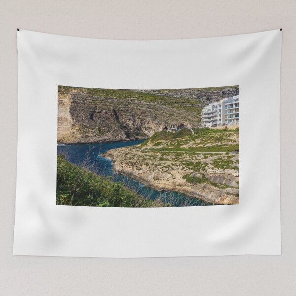 Item preview, Dramatic Rocky Cliffs and Blue Cove Overlooking Clear Mediterranean Sea on Sunny Day designed and sold by Nmallia.