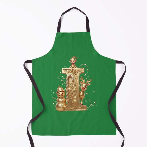 Item preview, Letter I Christmas Gold: Christmas Elf and Reindeer Initial designed and sold by ChaosModeArt.