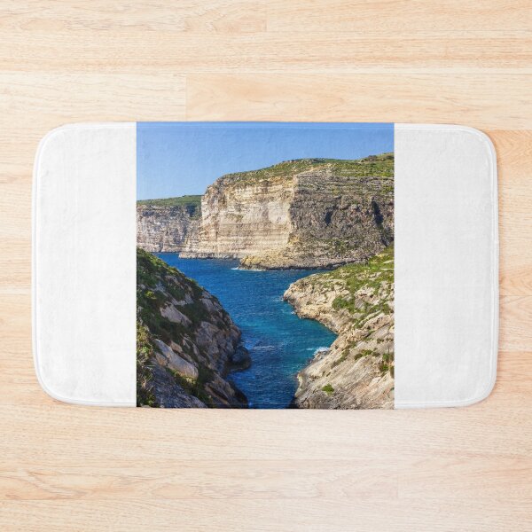 Item preview, Dramatic Rocky Cliffs and Blue Cove Overlooking Clear Mediterranean Sea on Sunny Day designed and sold by Nmallia.