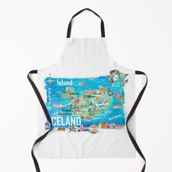 Item preview, Iceland Illustrated Travel Map with Landmarks and Highlights designed and sold by artshop77.