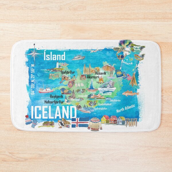 Item preview, Iceland Illustrated Travel Map with Landmarks and Highlights designed and sold by artshop77.