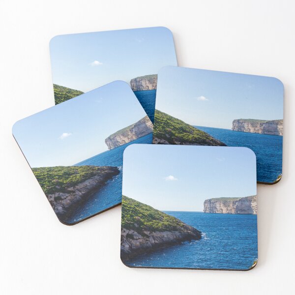 Item preview, Sunny Mediterranean Sea Cove With Dramatic Limestone Cliffs, Blue Water and Green Coastal Vegetation designed and sold by Nmallia.