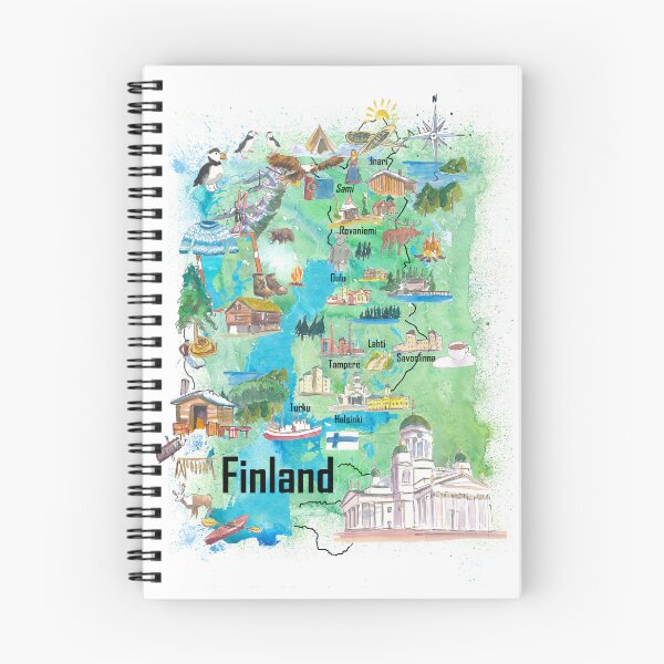 Item preview, Illustrated Finland Map with Iconic Landmarks and Cultural Highlights designed and sold by artshop77.