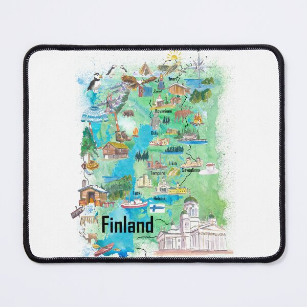 Item preview, Illustrated Finland Map with Iconic Landmarks and Cultural Highlights designed and sold by artshop77.