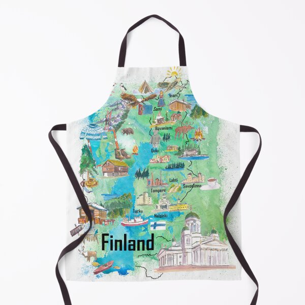 Item preview, Illustrated Finland Map with Iconic Landmarks and Cultural Highlights designed and sold by artshop77.