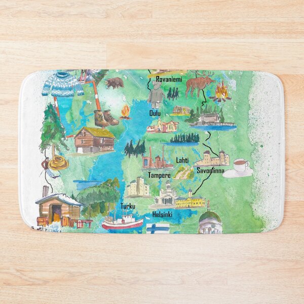 Item preview, Illustrated Finland Map with Iconic Landmarks and Cultural Highlights designed and sold by artshop77.