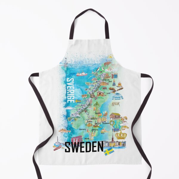 Item preview, Illustrated Sweden Country Map with Iconic Landmarks & Highlights designed and sold by artshop77.