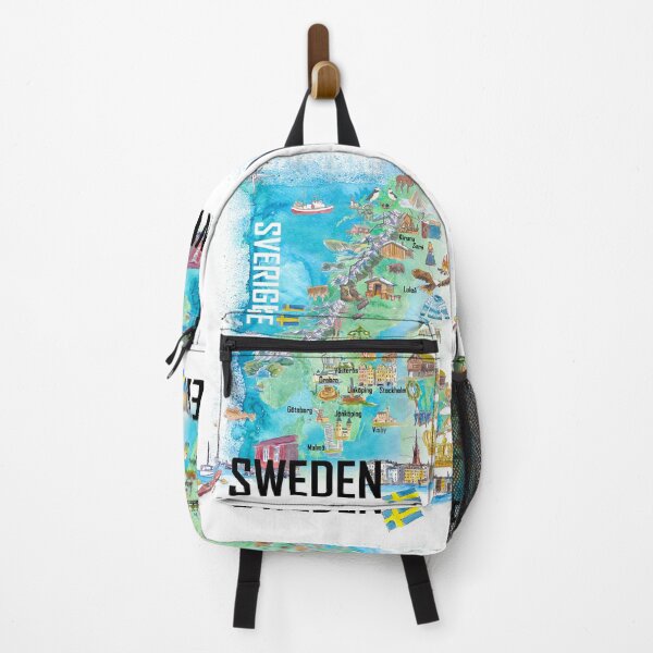 Item preview, Illustrated Sweden Country Map with Iconic Landmarks & Highlights designed and sold by artshop77.