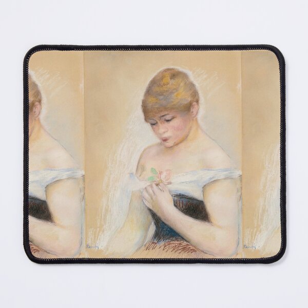 Item preview, Jeune Femme Tenant Une Fleur by Pierre-Auguste Renoir: Romantic Impressionist Portrait designed and sold by artofuniverse.