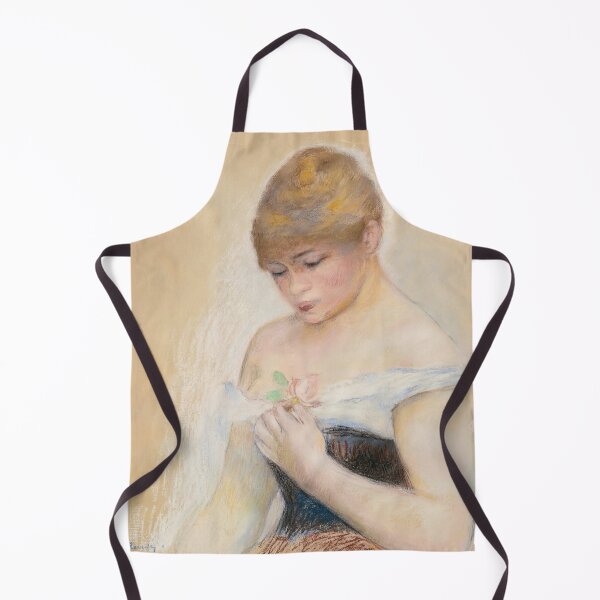 Item preview, Jeune Femme Tenant Une Fleur by Pierre-Auguste Renoir: Romantic Impressionist Portrait designed and sold by artofuniverse.