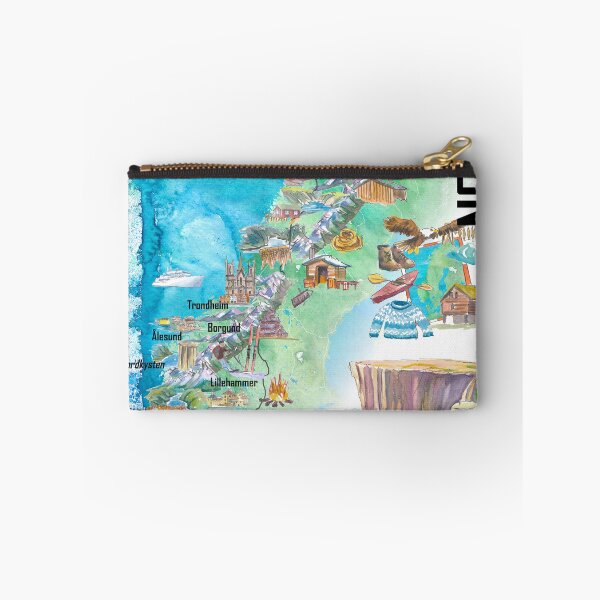 Item preview, Illustrated Norway Country Map with Iconic Landmarks & Highlights designed and sold by artshop77.
