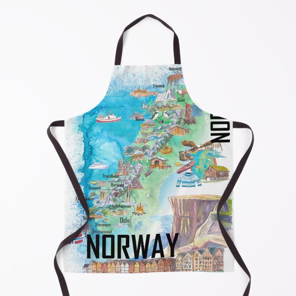 Item preview, Illustrated Norway Country Map with Iconic Landmarks & Highlights designed and sold by artshop77.