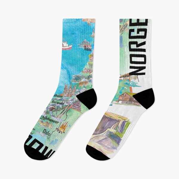 Item preview, Illustrated Norway Country Map with Iconic Landmarks & Highlights designed and sold by artshop77.